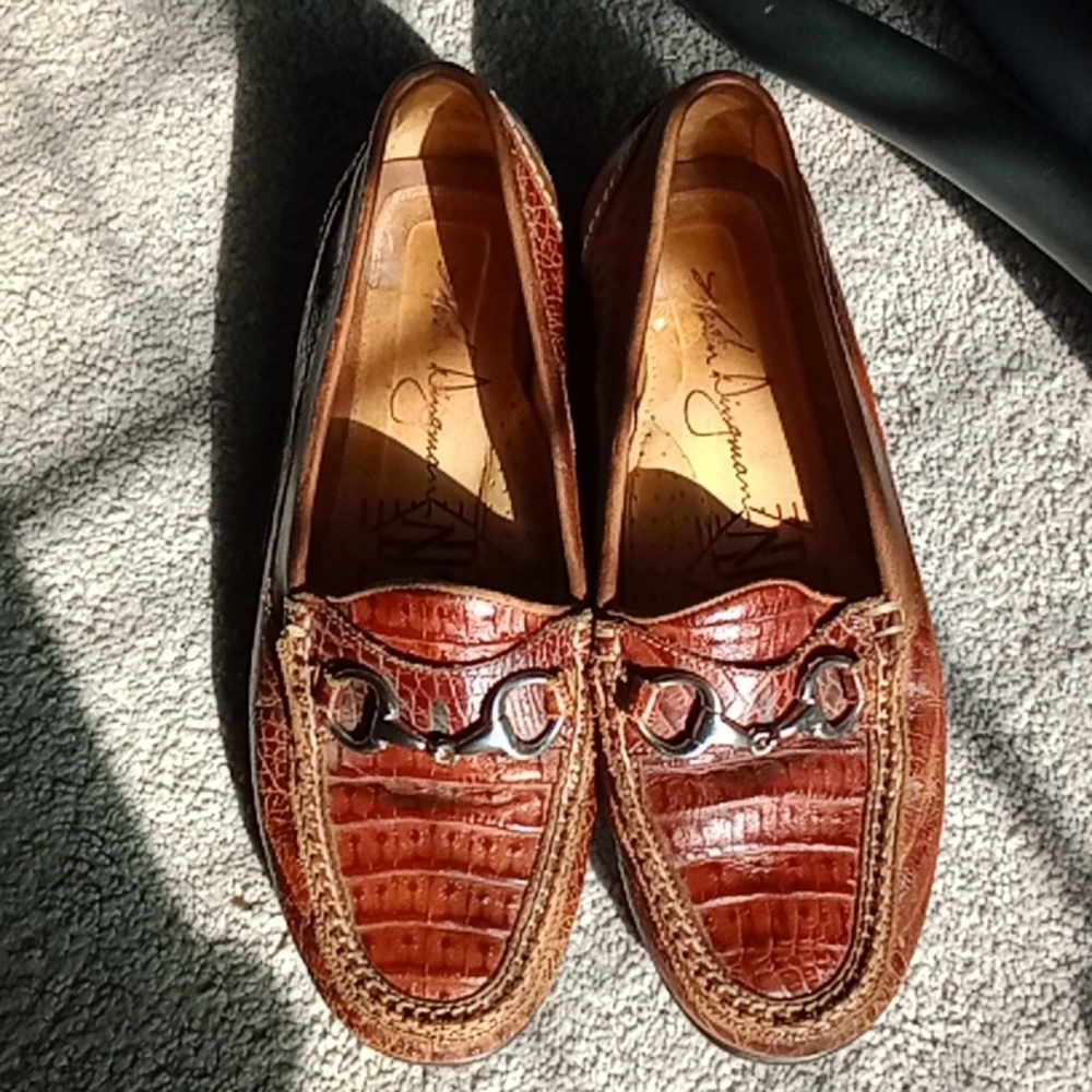 Martin Dingman crocodile bit driving loafers 9M